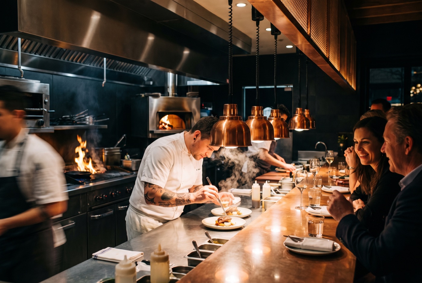 Chef plating at the pass