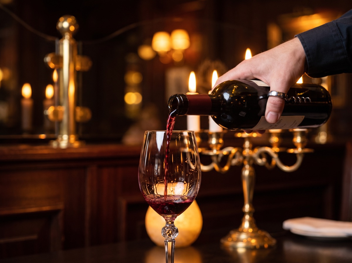 Wine poured by candlelight